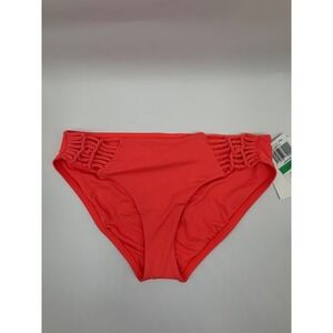 Becca by Rebecca Virtue Hipster Bikini Bottom Women Large Coral Macrame  NEW